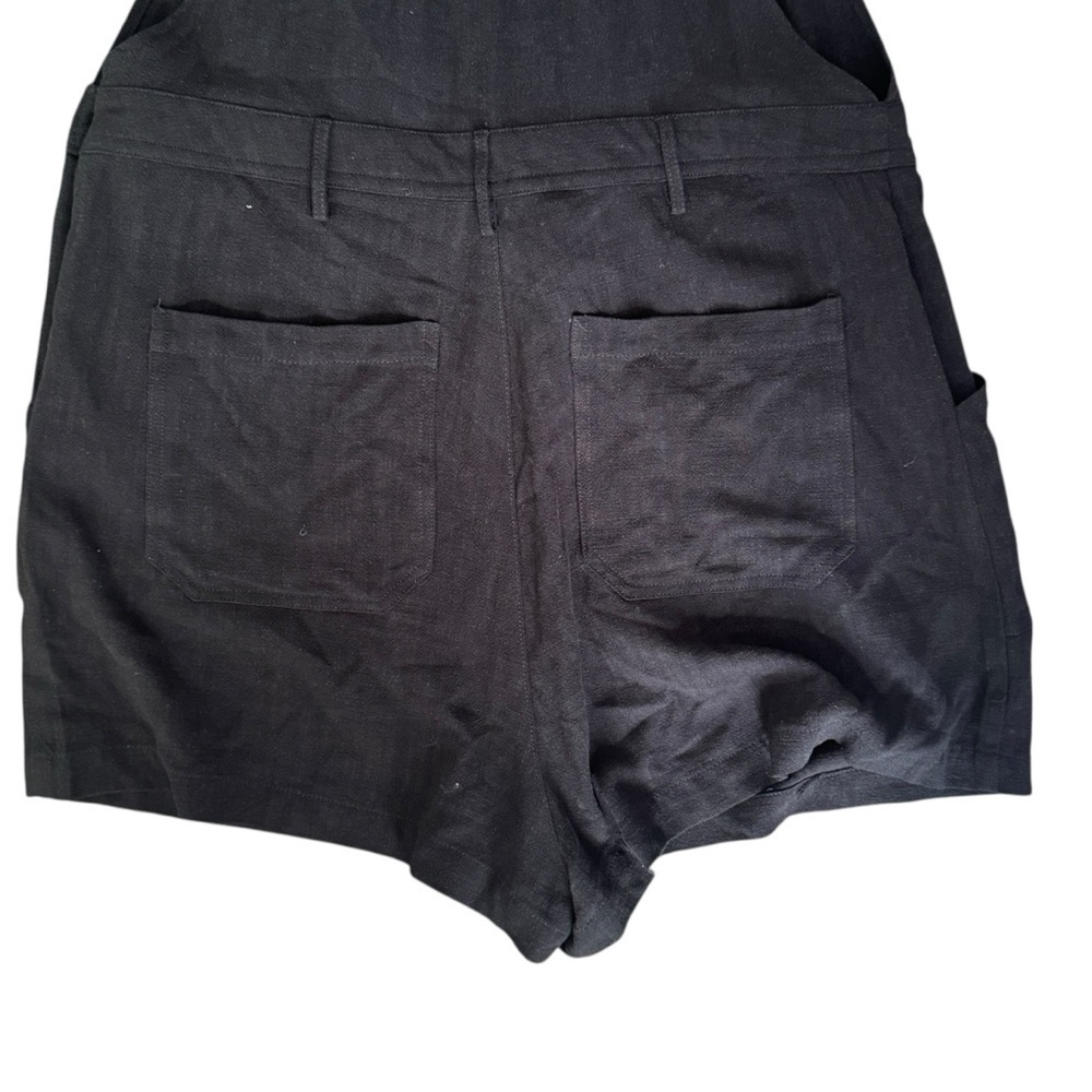 Jackson Rowe Tulum Black Linen Short Overalls Romper Tie Strap Women's Large - Picture 8 of 10